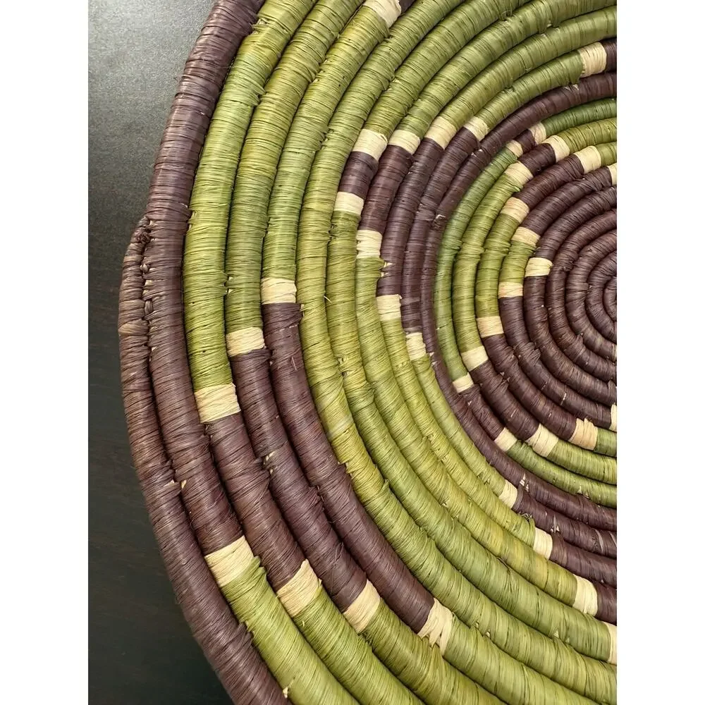 Bukedo Raffia Uganda handwoven Coil Basket Bowl, African Art Decor Natural Fiber
